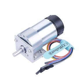 Ocean: 270:1 Metal DC Geared-Down Motor 37Dx72.5L mm 6V/12V, with 64 CPR Encoder and Bracket. 6V-3W-20RPM-40 kg.cm(540 oz.in), 12V-6W-40RPM-70 kg.cm(973 oz.in), D-Shaped Output Shaft 16mm.