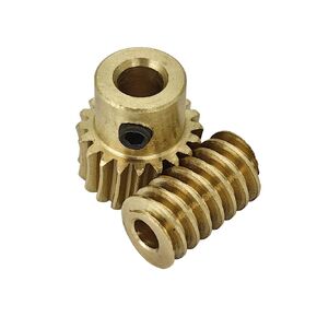 Brass Worm Gear Set - 0.5 Modulus 20T 20:1 Reduction Rate 3mm 4mm Hole Diameter Right Rotation Drive Gear Box Wheel Shaft Kit (Rod-3mm bore, Gear-4mm bore)