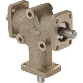 R3103 محرك تروس مخروطي بزاوية قائمة Anglgear، تركيب عالمي، عمودان للإخراج، 3 فلنجات، بوصة، قطر العمود 3/8 بوصة، نسبة 1:1، 34 حصان عند 1750 دورة في الدقيقة in Kuwait