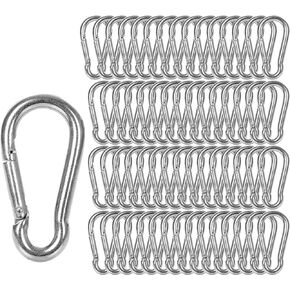 60 Pack M8 x 3-1/8inch Spring Snap Hooks Heavy Duty Carabiner Clips Galvanized Steel Quick Link Clip for Camping Hiking Traveling Outdoor Swing Gym, 500Lbs Capacity1 in Kuwait
