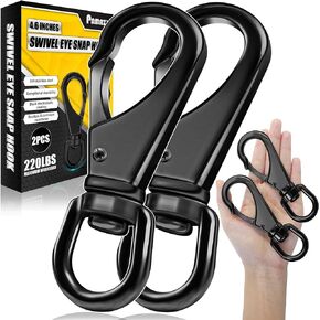 [Extra Sturdy] 2Pcs 4.6" Stainless Steel Swivel Eye Snaps, 220 LBS Capacity Heavy Duty Flag Clips, Multipurpose Swivel Clips, Great for Marine, Sports, Luggages, Pets, Swings, Keychains