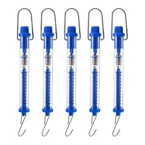 QWORK Plastic Tubular Spring Scale - 1N, 5N, 10N, 20N, 30N Capacity, Grams & Newton Calibration, Zeroing Capability, Clear Plastic Body Spring Balance Hanging Tube, Set of 5