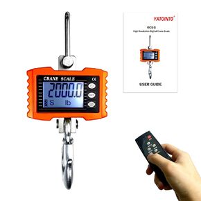 1000kg/2000lb Digital Crane Scale Heavy-Duty Industrial Hanging Scale with Remote Control Smart Type LED Display CE Certified Electronic Weighing Crane Scale (Orange)