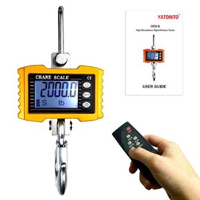 1000kg/2000lb Digital Crane Scale Heavy-Duty Industrial Hanging Scale with Remote Control Smart Type LED Display CE Certified Electronic Weighing Crane Scale (Orange)