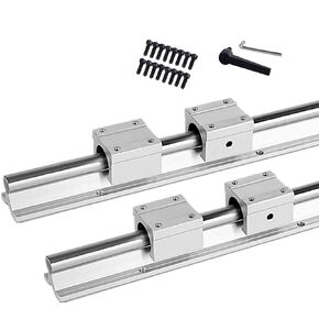 قطعتان من دليل السكك الحديدية الخطية SBR16-2000mm + 4 قطع SBR16UU كتلة محمل منزلق من النوع المربع، السكك الحديدية الخطية 16 مم الطول الإجمالي 78.7 بوصة/2000 مم للسكك الحديدية الخطية المدعومة بالكامل