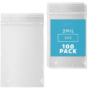 Clear Plastic Reclosable Zip Bags - Bulk GPI Pack of 100 6" X 9" 2 Mil Thick Strong & Durable Poly Baggies With Resealable Zip Top Lock for Travel, Storage, Packaging & Shipping.