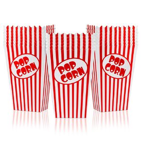 Zahaat 25 Popcorn Boxes 5.5 Inches Tall Red and White Popcorn Bags Mini Pop Corn Buckets and Container for Movie Theater, Home, Carnival Party, Decorations