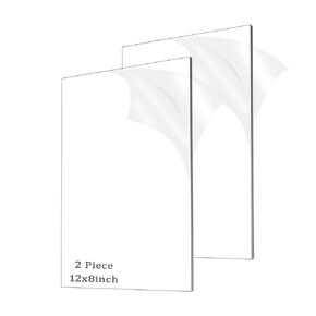 2 Pieces 1/8" Thick (3mm) Acrylic Sheets,Clear Cast Plexiglass 12" x 24" with Protective Paper for Signs DIY Display Projects,Craft,Photo Frames