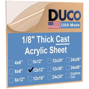 Duco Clear Cast Acrylic Sheets 1/8" Thick 24" X 36" - Pack of 1 Clear Acrylic Sheet - Thin Plexiglass Sheet 1/8 Inch Thick for DIY Crafts, Plexiglass Window Replacement, & 3mm Acrylic Panel Displays