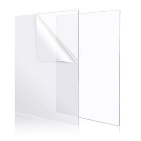 2 Pieces 8" x 12" Clear Acrylic Sheet Cast Plexiglass 1/8"Thick (3mm) Plexiglass Sheet Clear Plastic Sheet, for Sign,Craft, Photo Frame, DIY Display Projects