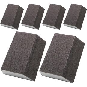 Luomorgo 6 Pcs 80 Grit Sanding Sponge, Coarse Sponge Sanding Blocks Set, Reusable Wet Dry Sanding Sponges for Metal, Drywall, Plastic, Wood, Paint (Rectangled)