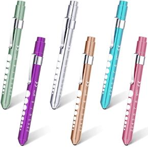 Penlight for Nurse Pen Light LED Reusable Pen Light with Pupil Gauge Nurses Pin Light for Torch Medical Students Doctors Daily Use with Pocket Clip Nurse Gifts(6 Pieces,Fresh Colors)
