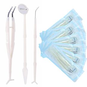 JMU 20 Pack Disposable Dental Examination Kit, 3Pcs Basic Instruments Set, Sterile Packaging, Dental Mirror Explorer Probe Plier, Oral Cleaning Hygiene Kit Dentist Tools