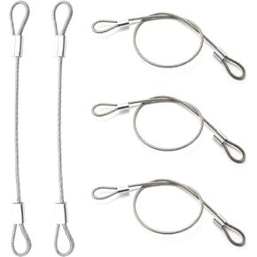 Stainless Steel Cable with Loops, Vinyl Coated Wire Rope Lanyard Lock Security Chains for Outdoor Gates, Stage Lighting, Luggage Lock Wire Rope with Loops 2mm Thickness 12inch Length - 5 Packs