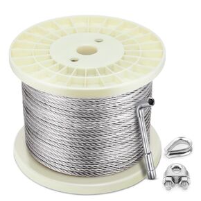 1/4" Stainless Steel Cable 150ft, 304 Stainless Steel Wire Rope, Aircraft Cable 7x19 Strands Contruction for Zipline Cable, Deck Railing and String Lights