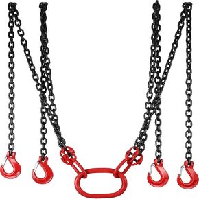 Happybuy 5Ft سلسلة حبال 5/16 بوصة × 5 قدم محرك رفع سلسلة G80 سبائك الصلب محرك سلسلة رافعة المصاعد 3 طن مع 4 خطاف انتزاع الساق in Kuwait