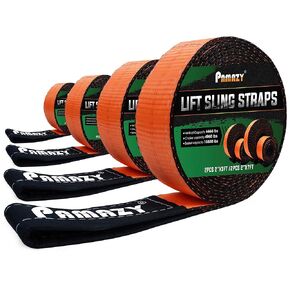2PCS 2"x3FT & 2PCS 2"x7FT Supper Sturdy Lift Sling Straps, 18800 Pound Capacity Heavy Duty Eye-Eye Nylon Strap for Hoist, 2-Ply Polyester Rigging Straps, Tree Saver Recovery Straps Web Sling