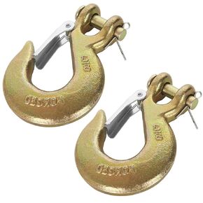 2PCS 3/8 Inch Clevis Slip Hook with Safety Latch, G70 Forged Steel for Trailer, Heavy Duty Chain Hooks Deck Hauler Receiver Hitches Trailer,18,000lbs Capacity, Gold
