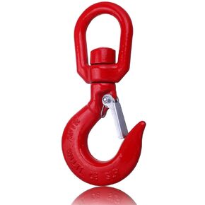 1 Ton Swivel Lifting Hook Heavy Duty, Round Rotating Hook with Safety Latch, High Quality Alloy Steel Resistant Corrosion for Lifting Chains Port Transportation Factory 1T 2T 3T 5T