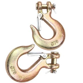3/8 Inch Clevis Slip Hook, YEAZHEN 2Pcs Heavy Duty Forged G70 Hook with Safety Latch, Clevis Rigging Tow Winch Trailer for Transport, Lift and Pull, Capacity18000 lbs