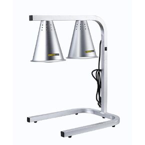 Double Head Food Heat Lamp, With 2 Heat Lamp Bulbs For Food Service Free Standing 120V Commercial And Household Use- Adjustable - Silver Aluminum Material With Scratch-Resistant Finish. By ChefMaid