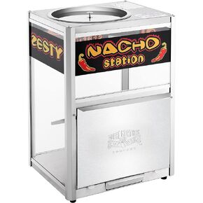 Nacho Machine Food Warmer - Steel Countertop Display Case and Merchandiser for Tortilla Chips, Peanuts, and Popcorn by Great Northern Popcorn (Silver)
