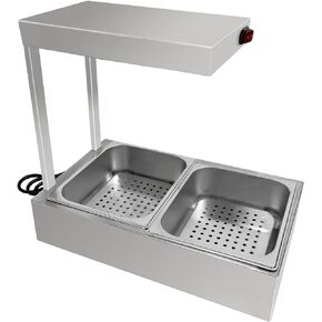 Infrared French Fry Warmer Overhead Heat Lamp Fry Warming Station with (2) Food Pan (DH-312)