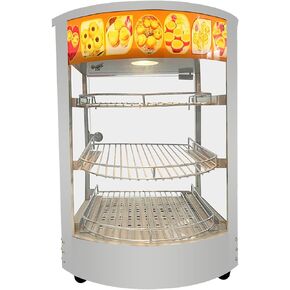 14" Food Display Warmer Curved Glass Warming Cabinet Hot Food Showcase Countertop 3 Layers (14"(3 Layer))