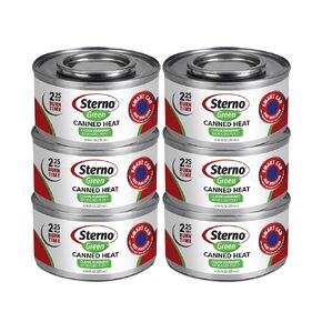 Sterno 2.25 Hour Green Canned Heat, Ethanol Gel, 6 Pack