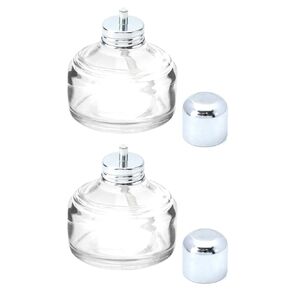 QWORK Alcohol Lamp, 2 Pack 120ml Glass Dental Alcohol Burner Lamp, Lab Equipment Heating Bottle, Bunsen Burners with Cotton Wick and Metal Cap, for Science Experiments