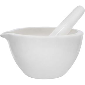 EISCO Porcelain Mortar & Pestle Set, 18oz (550ml) - Unglazed Grinding Surface - Excellent for Kitchen or Laboratory - Grinds Powdered Chemicals, Herbs & Spices - Pill Crusher - White Labs