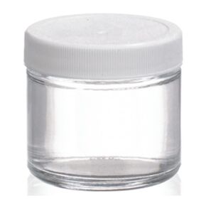 Wheaton W216903 Clear Glass 2oz Straight Sided Jar, with 53-400 White Polypropylene Poly-Vinyl Lined Screw Cap (Case of 24)