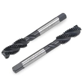 M6 x 1.0 Thread Tap Drill Bits M6 Machine Taps, Spiral Flute Thread Tap, Metric Machine Threading Tap HSS Nitriding Coated H2 Tolerance, 2PCS