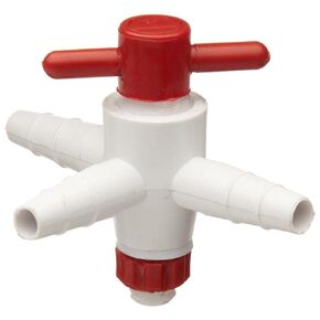 SP Bel-Art Three-Way Stopcock for ¼ in. to ⅜ in. Tubing; 2mm Bore, PTFE (F30894-0000)