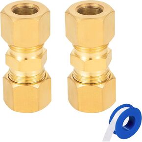 Brass Compression Fitting,5/16-Inch OD Compression Union,Brass Compression Tube Fitting(5/16" Tube OD x 5/16" OD Union Connector)