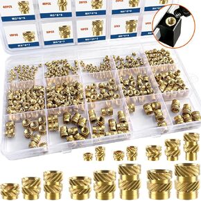 400Pcs Threaded Inserts, M2 M2.5 M3 M4 M5 M6 Female Thread Metric Knurled Nuts Assortment Kit, Brass Heat Set Insert for Plastic and 3D Printing Components in Kuwait