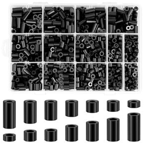 1000 Pcs Electrical Outlet Screws Spacers, Black Nylon Round Spacer for M3 M4 Screws, Plastic Spacers Without Threaded,Round Spacer Assortment Kit for Electrical Outlet Screws Receptacle and Switch.