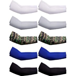 Boao 10 Pairs Adults UV Sun Protection Arm Sleeves Ice Silk Cooling Arm Compression Sleeves for Men Women Sport Working Golf(White, Grey, Black, Blue, Camouflage, Small)