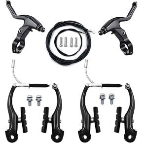 V-Type Bike Brake Set, Complete Universal Bike Front and Rear MTB Brake, Bicycle Brakes, Inner and Outer Cables, Include Brakes Lever Calipers Multi-Tool Wrenches