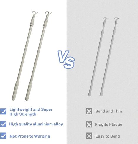 UrMoon Telescopic Draw Rod for Cordless Cellular Shades Roller Shades Zebra Blinds 16.5"-29.7" Push Pull Adjustable Draw Rod with Hook Hanger for Easy to Pull The Blinds Down and Up, Camel Gray-2pcs in Kuwait