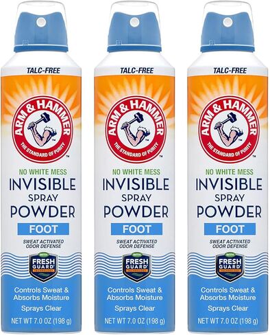 بخاخ مسحوق القدم غير المرئي من آرم آند هامر يزيل رائحة القدم ويمتص الرطوبة والعرق أثناء الرش الشفاف 7 أونصة (عبوة من قطعتين) in Kuwait