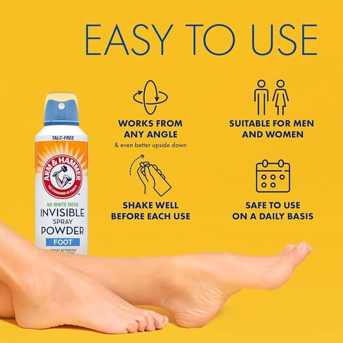 بخاخ مسحوق القدم غير المرئي من آرم آند هامر يزيل رائحة القدم ويمتص الرطوبة والعرق أثناء الرش الشفاف 7 أونصة (عبوة من قطعتين) in Kuwait