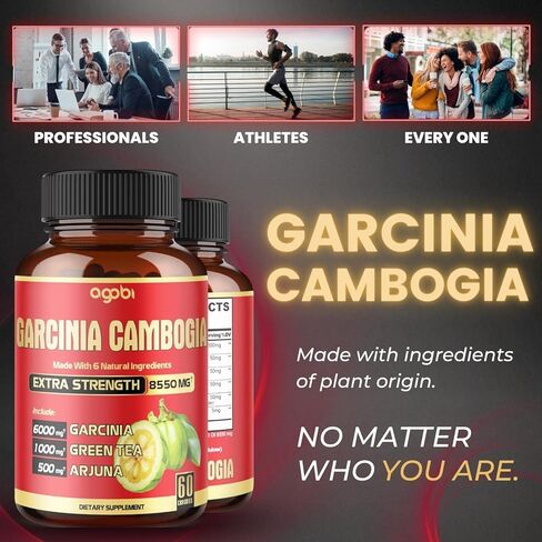 6 في 1 كبسولات مستخلص جاركينيا كامبوجيا 4 أشهر - مستخلص 20:1 8550 مجم مع الشاي الأخضر العضوي، الأرجونا، لمبة الثوم، الكركم والفلفل الأسود - توازن الجسم والمزاج ودعم المناعة - عبوتان 60 قطعة in Kuwait