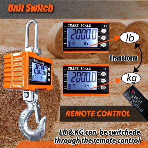 Hanging Scales Digital Weight, 2000LBS Crane Scale with Remote Control, High Precision Heavy Duty Industrial Scale with CE Certified for Farm, Deer, Hunting, Construction in Kuwait