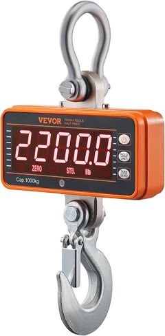 مقياس الرافعة VEVOR، مقياس معلق للخدمة الشاقة الصناعية، مقياس الرافعة الرقمي مع جهاز التحكم عن بعد، علبة من الألومنيوم المصبوب وشاشة LED، 2200 رطل/1000 كجم، دقة عالية للبناء والمصنع والمزرعة in Saudi Arabia