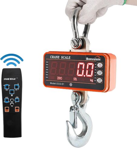 مقياس الرافعة الرقمي Bonvoisin 2200 رطل/1000 كجم، مقياس معلق صناعي رقمي شديد التحمل للمزارع، رافعة كبيرة محمولة، مقياس الألعاب البرية كجم/رطل/ن (2200 رطل) in Kuwait