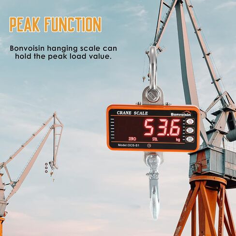 مقياس الرافعة الرقمي Bonvoisin 2200 رطل/1000 كجم، مقياس معلق صناعي رقمي شديد التحمل للمزارع، رافعة كبيرة محمولة، مقياس الألعاب البرية كجم/رطل/ن (2200 رطل) in Kuwait