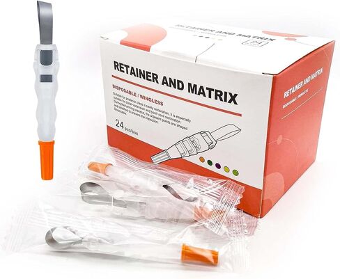 Dental Matrix Bands, 24pcs/Box Metal Restoration Matrix-Profecto with 180° Adjustable Retainer, Sectional Contoured Matrice Roll Type Matrix Band for Crownwork (Orange) in Saudi Arabia