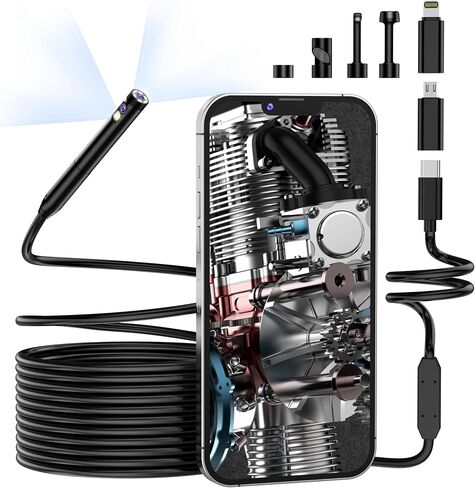 Dual Lens 1080P Endoscope Snake Inspection Camera, Pancellent Type C Borescope, WiFi Scope Camera with 6 LED Lights for Android and iOS Smartphone, iPhone, iPad, Samsung (9.84FT) in Saudi Arabia