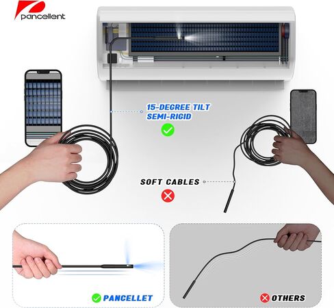 Dual Lens 1080P Endoscope Snake Inspection Camera, Pancellent Type C Borescope, WiFi Scope Camera with 6 LED Lights for Android and iOS Smartphone, iPhone, iPad, Samsung (9.84FT) in Saudi Arabia